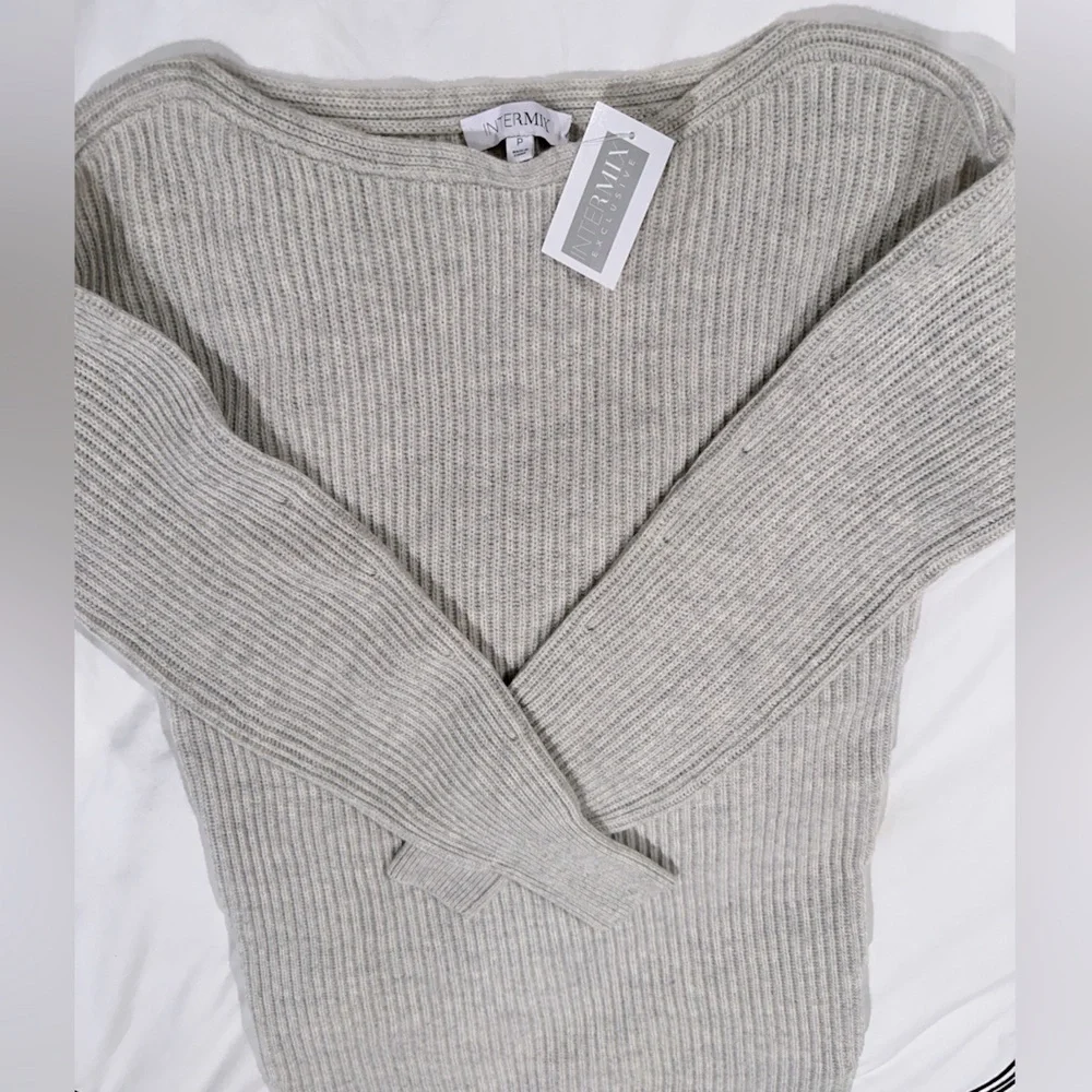 NWT intermix wool cashmere sweater dress tunic heather gray - Picture 5 of 12